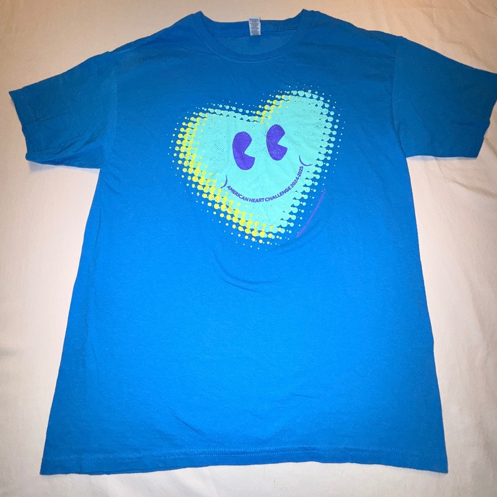 M&O Gold American Heart Challenge 2024-2025 T-Shirt Mens Large Blue Excellent‎